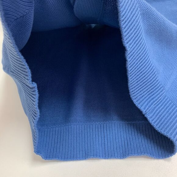 Loft Ann Taylor Cardigan Womens S Small Cadet Blue Cotton Big Button Ribbed Trim - Picture 9 of 14